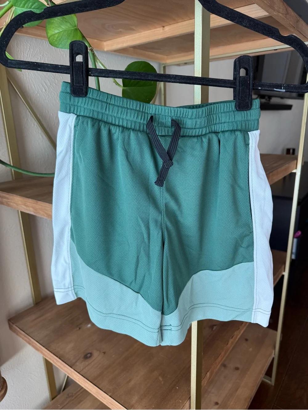 GAP Green Colorblock Athletic Shorts with White Panels